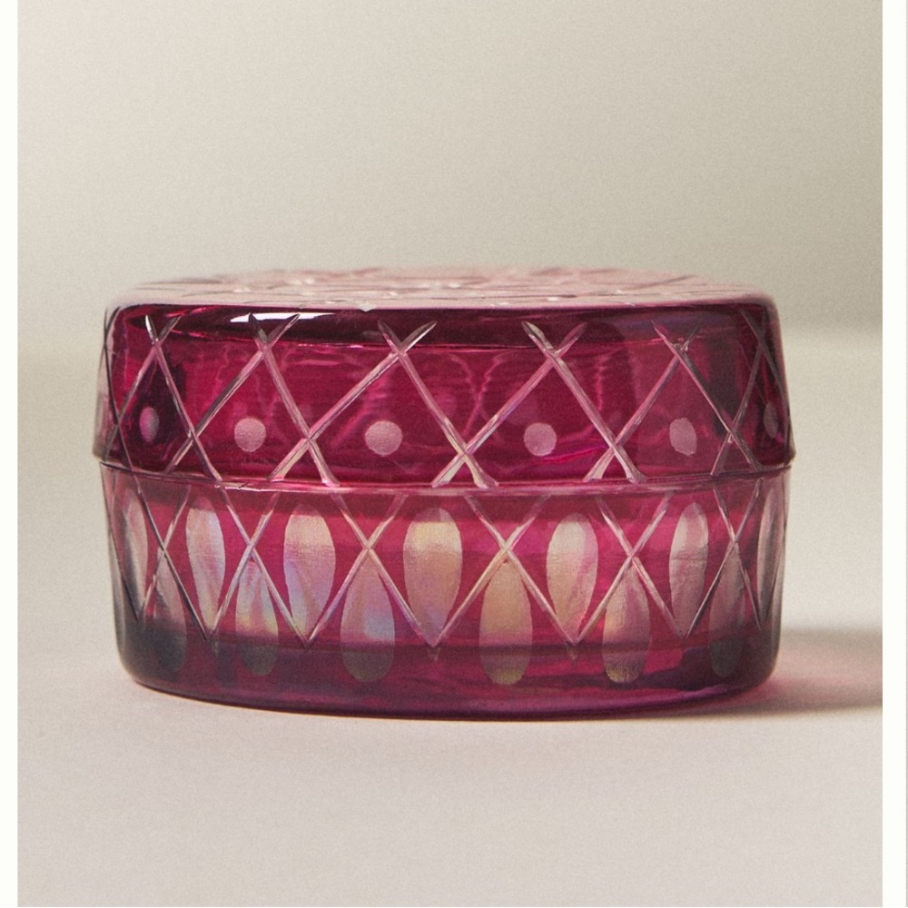 Anthropologie Luna Etched Glass Lidded Trinket Box